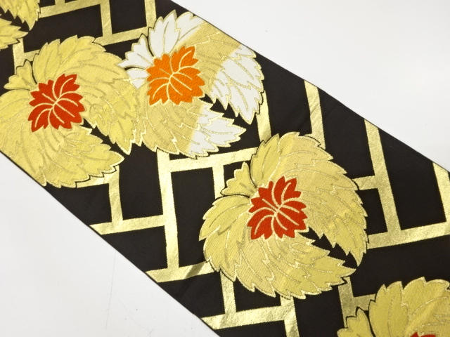 JAPANESE KIMONO / ANTIQUE FUKURO OBI / SILK / WOVEN ABSTRACT FLOWER